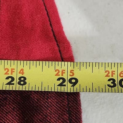 George Men's S Flannel Button Up Shirt Long Sleeve Red Black Plaid NEW - Thumbnail 3