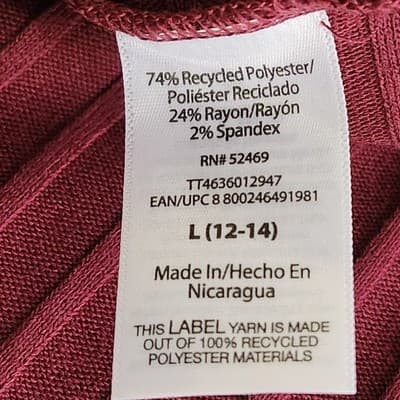 Time and Tru Women's L Shirt Ribbed Hacci V-neck Top Red NEW - Thumbnail 9