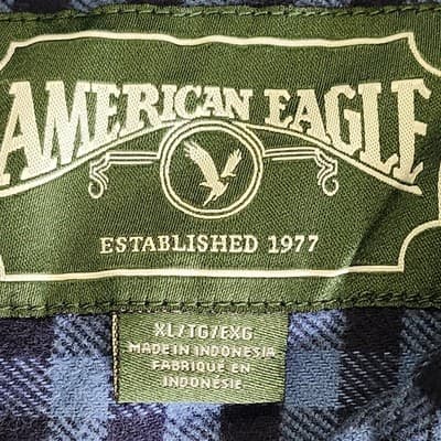 American Eagle Men’s XL Shirt Long Sleeve Button Up Flannel Blue Black - Thumbnail 7