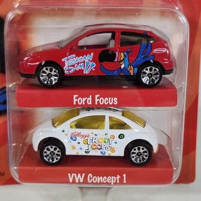Matchbox 2 Car Pack Froot Loops Ford Focus & VW Concept 1 Toy Vehicles NEW - Thumbnail 3