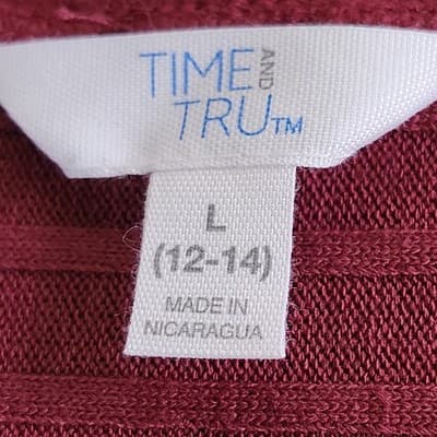 Time and Tru Women's L Shirt Ribbed Hacci V-neck Top Red NEW - Thumbnail 7