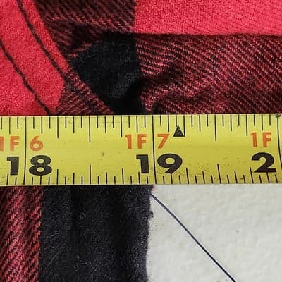 George Men's S Flannel Button Up Shirt Long Sleeve Red Black Plaid NEW - Thumbnail 2