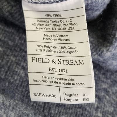 Field and Stream Men's XL Fleece Full Zip Jacket Blue Long Sleeve - Thumbnail 8