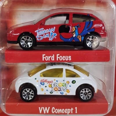 Matchbox 2 Car Pack Froot Loops Ford Focus & VW Concept 1 Toy Vehicles NEW - Thumbnail 2
