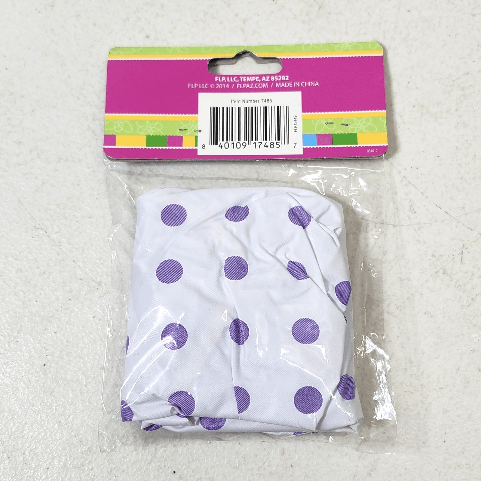 NEW Just Because Plastic Shower Cap Hat Protects Hair Reuseable Purple Dots - Thumbnail 5