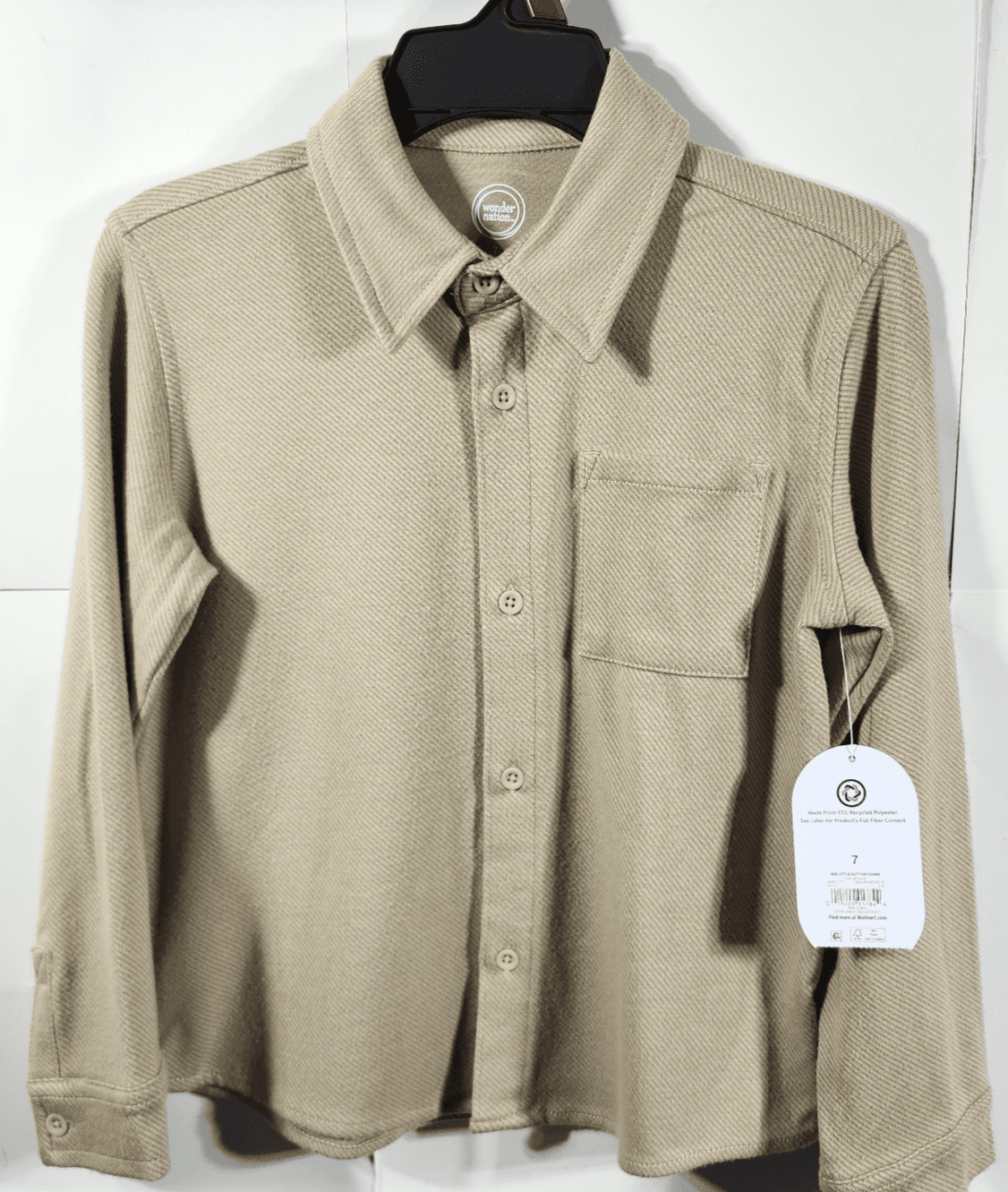 Wonder Nation Boy's Shirt Size 7 Long Sleeve Beige Button Up NEW - Thumbnail 5