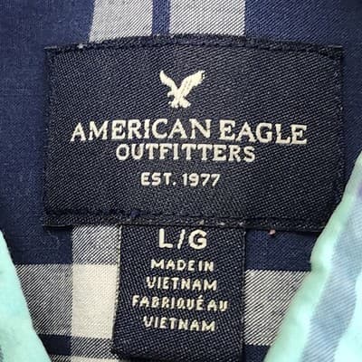 American Eagle Shirt Men's Large Plaid Prep Fit Button Down Long Sleeve - Thumbnail 8