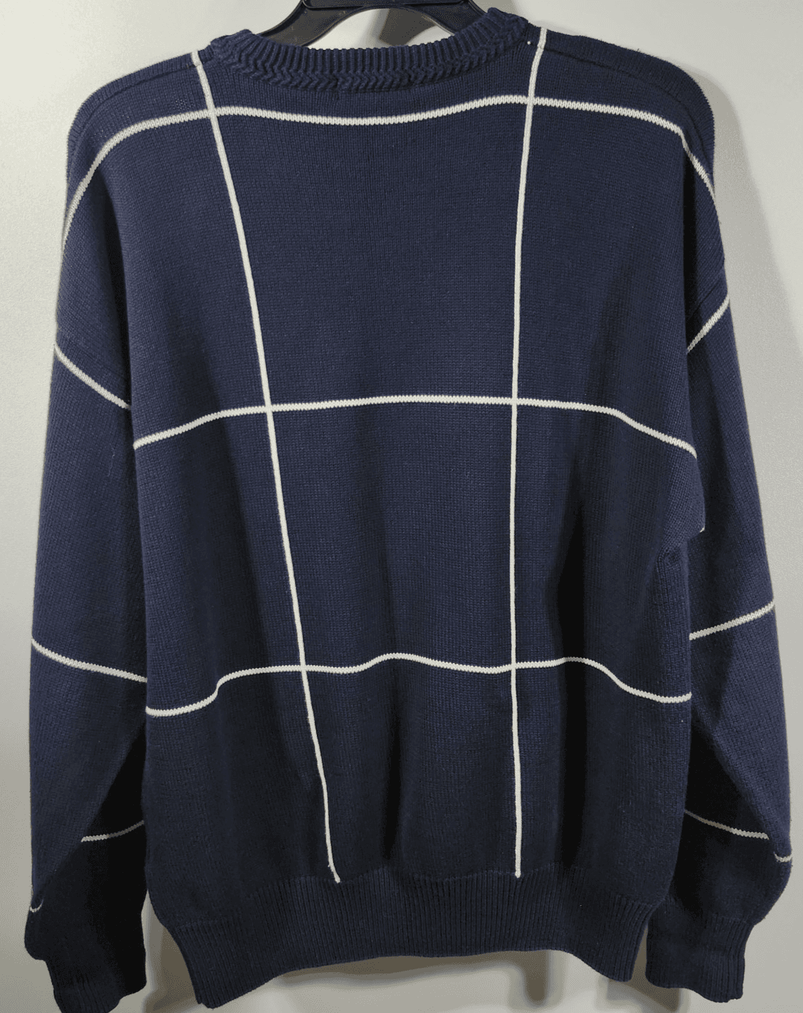 Nautica Sweater Men's L Blue White Stripe Pullover 100% Cotton Long Sleeve - Thumbnail 4