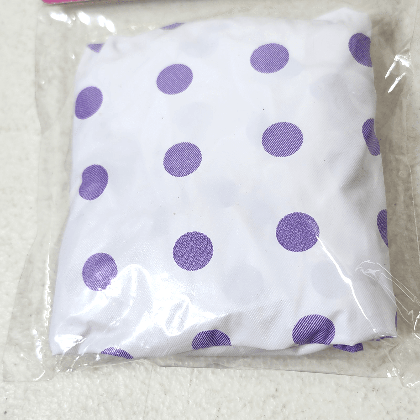 NEW Just Because Plastic Shower Cap Hat Protects Hair Reuseable Purple Dots - Thumbnail 3