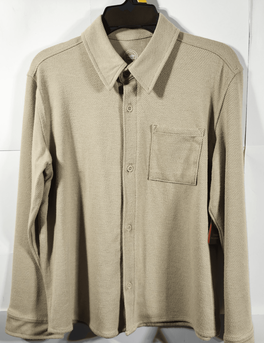 Wonder Nation Boy's Shirt Size 10 Long Sleeve Beige Button Up NEW - Thumbnail 5