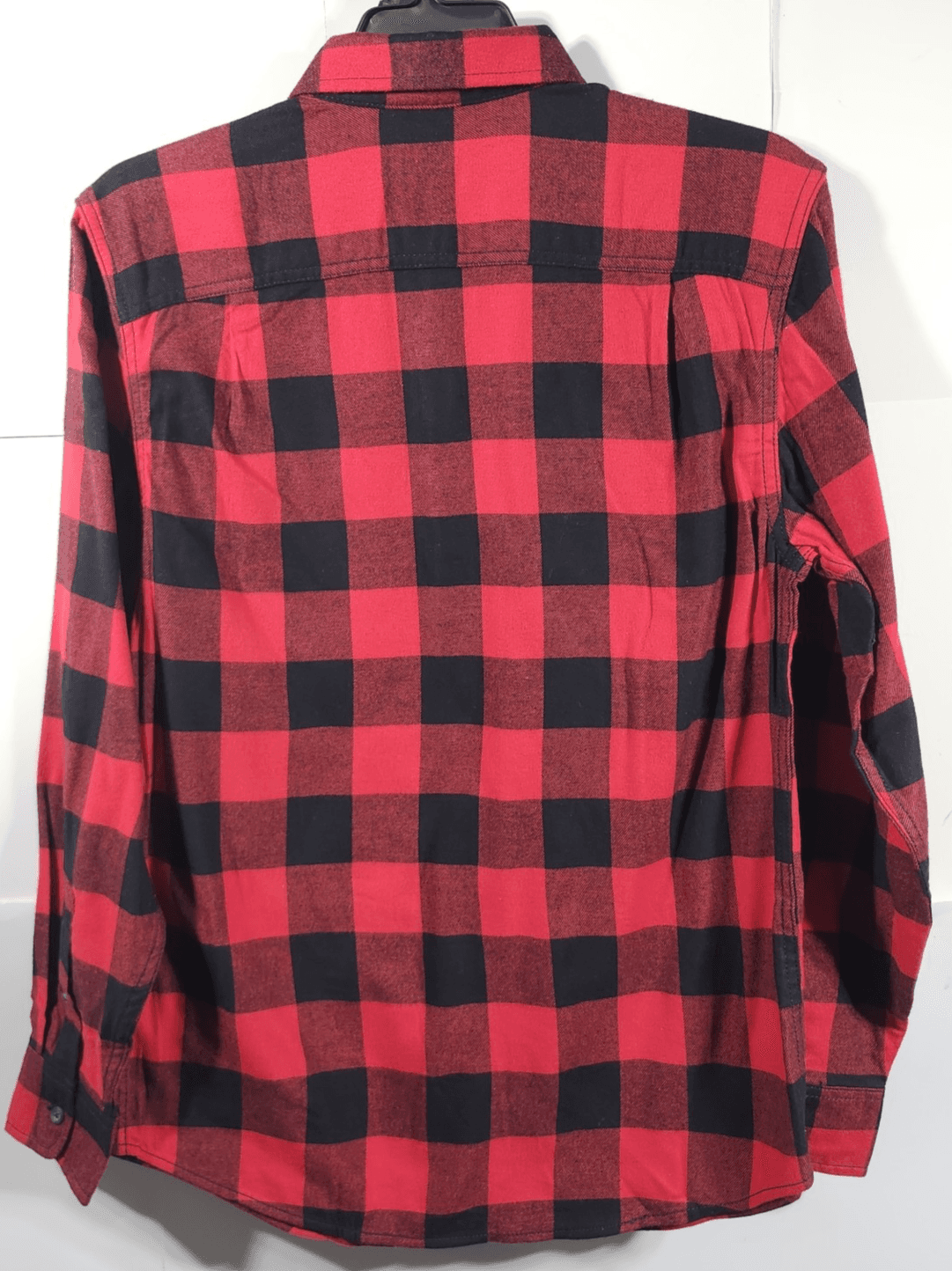 George Men's S Flannel Button Up Shirt Long Sleeve Red Black Plaid NEW - Thumbnail 4