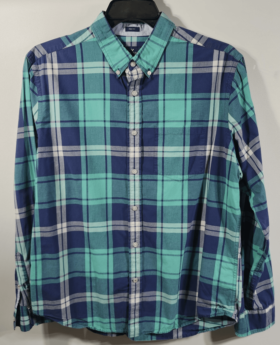 American Eagle Shirt Men's Large Plaid Prep Fit Button Down Long Sleeve - Thumbnail 5
