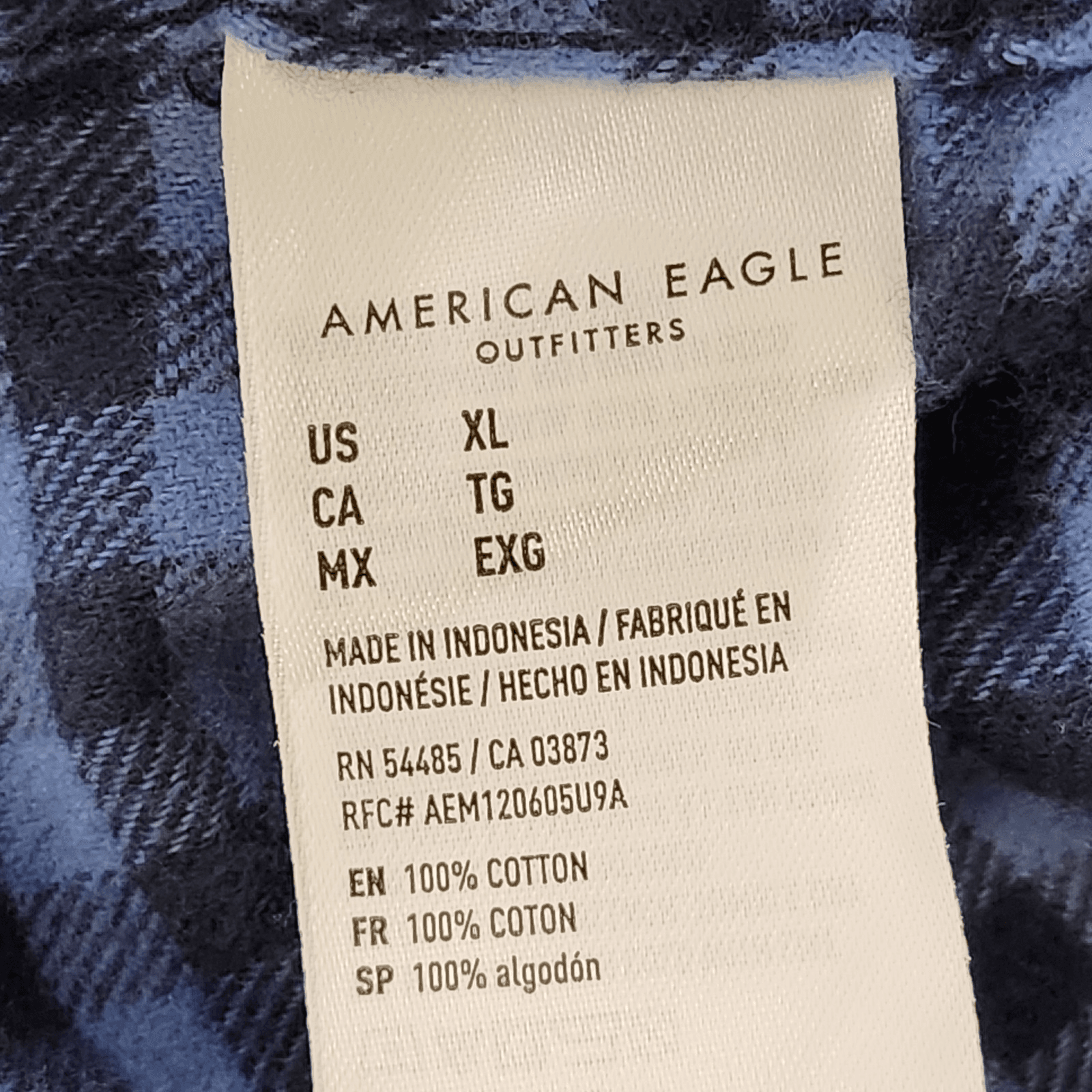 American Eagle Men’s XL Shirt Long Sleeve Button Up Flannel Blue Black - Thumbnail 8