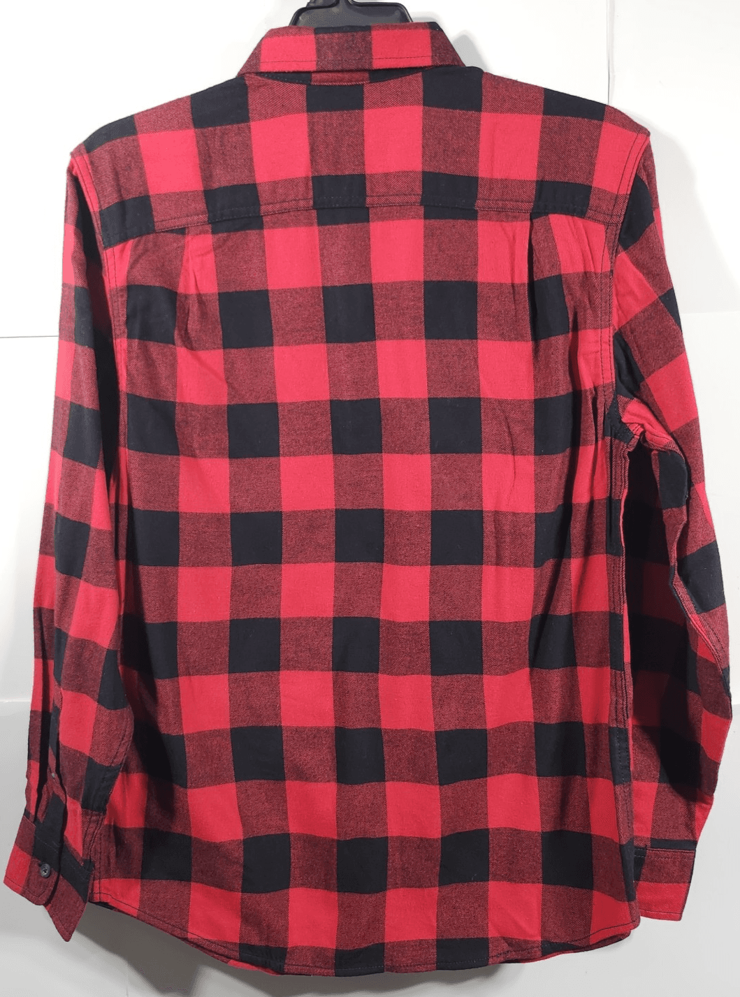 George Men's S Flannel Button Up Shirt Long Sleeve Red Black Plaid NEW - Thumbnail 6