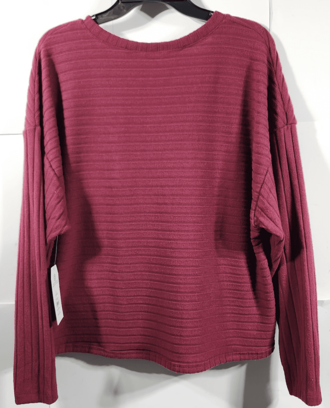 Time and Tru Women's L Shirt Ribbed Hacci V-neck Top Red NEW - Thumbnail 6