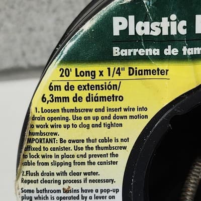 Cobra Products Plastic Drum Auger 1/4" X 20' Cable - Thumbnail 3