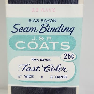 Vintage J. & P. JP Coats Bias Tape & Seam Binding Navy Blue Sewing Quilting - Thumbnail 2