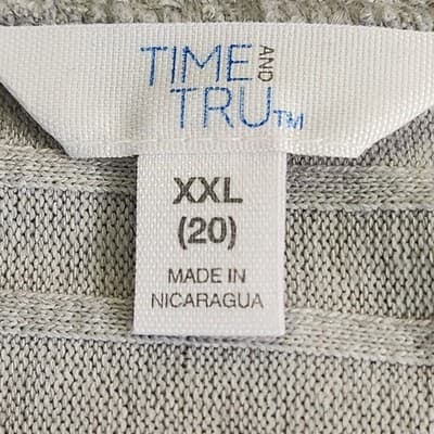 Time and Tru Women's XXL Shirt Ribbed Hacci V-neck Top Gray NEW - Thumbnail 8