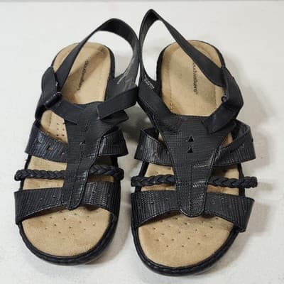 Comfort Strappy Sandals Women's Size 8.5 Black Cloudwalkers - Thumbnail 3