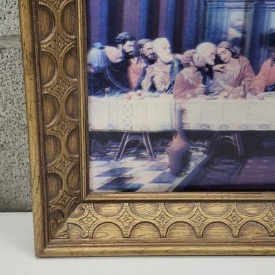 Vintage The Last Supper 3D Picture Framed 19" X 15" Religious Home Decor - Thumbnail 8