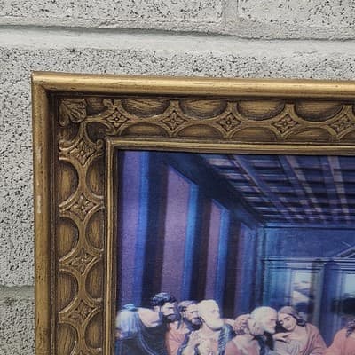 Vintage The Last Supper 3D Picture Framed 19" X 15" Religious Home Decor - Thumbnail 9
