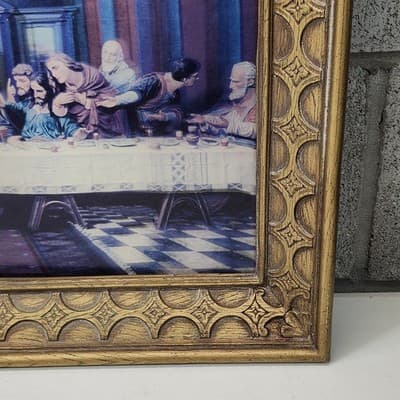 Vintage The Last Supper 3D Picture Framed 19" X 15" Religious Home Decor - Thumbnail 7