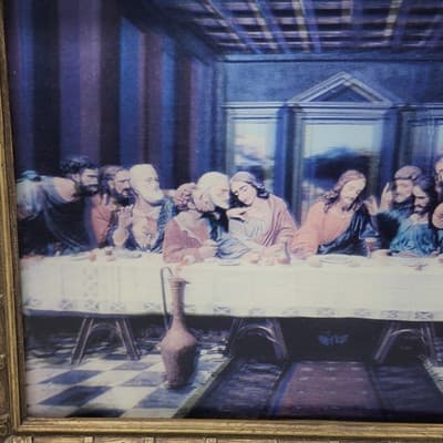 Vintage The Last Supper 3D Picture Framed 19" X 15" Religious Home Decor - Thumbnail 4