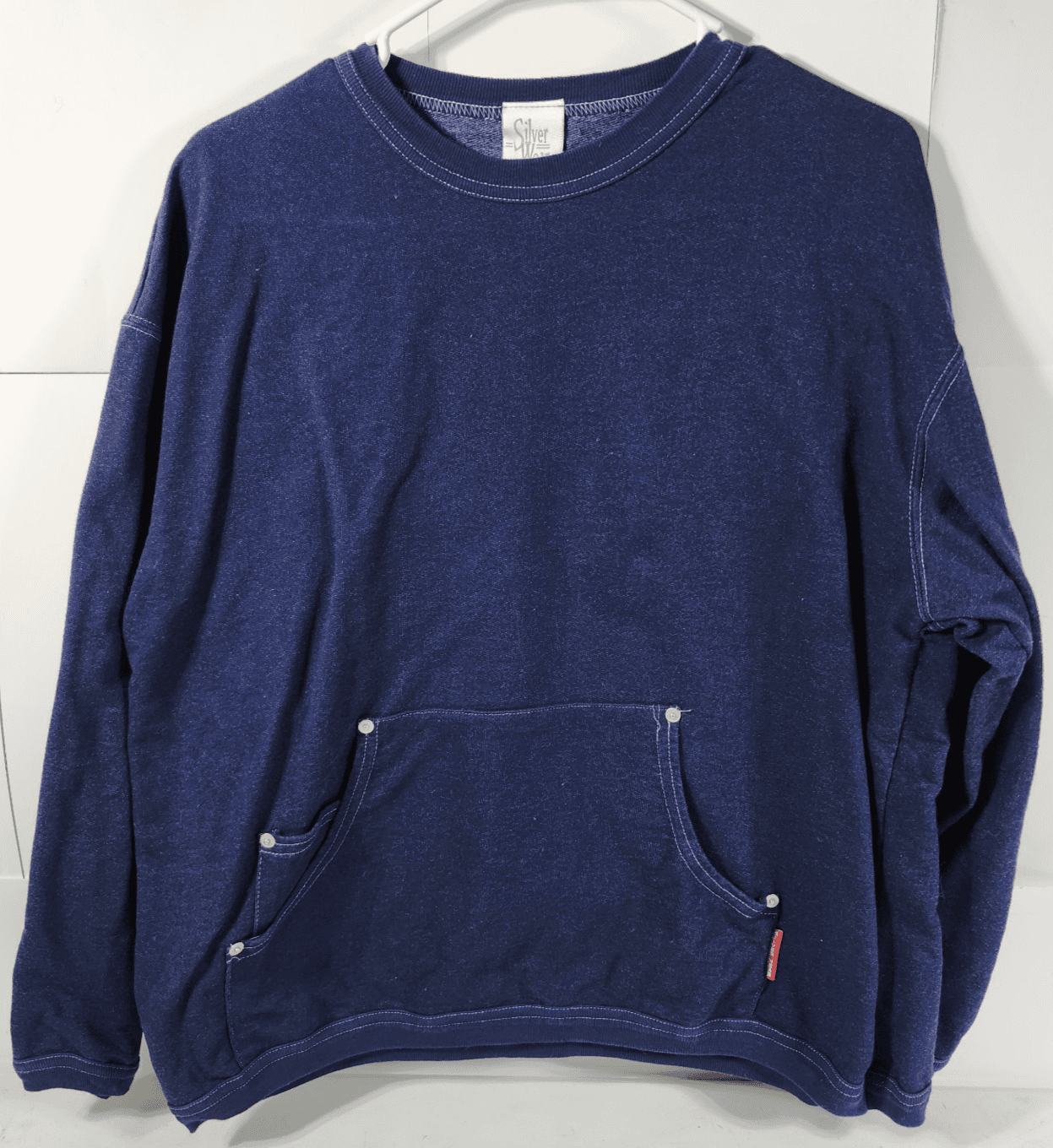 Vintage Silver Wear Blue Long Sleeve Sweatshirt Size Large Made In USA - Thumbnail 5
