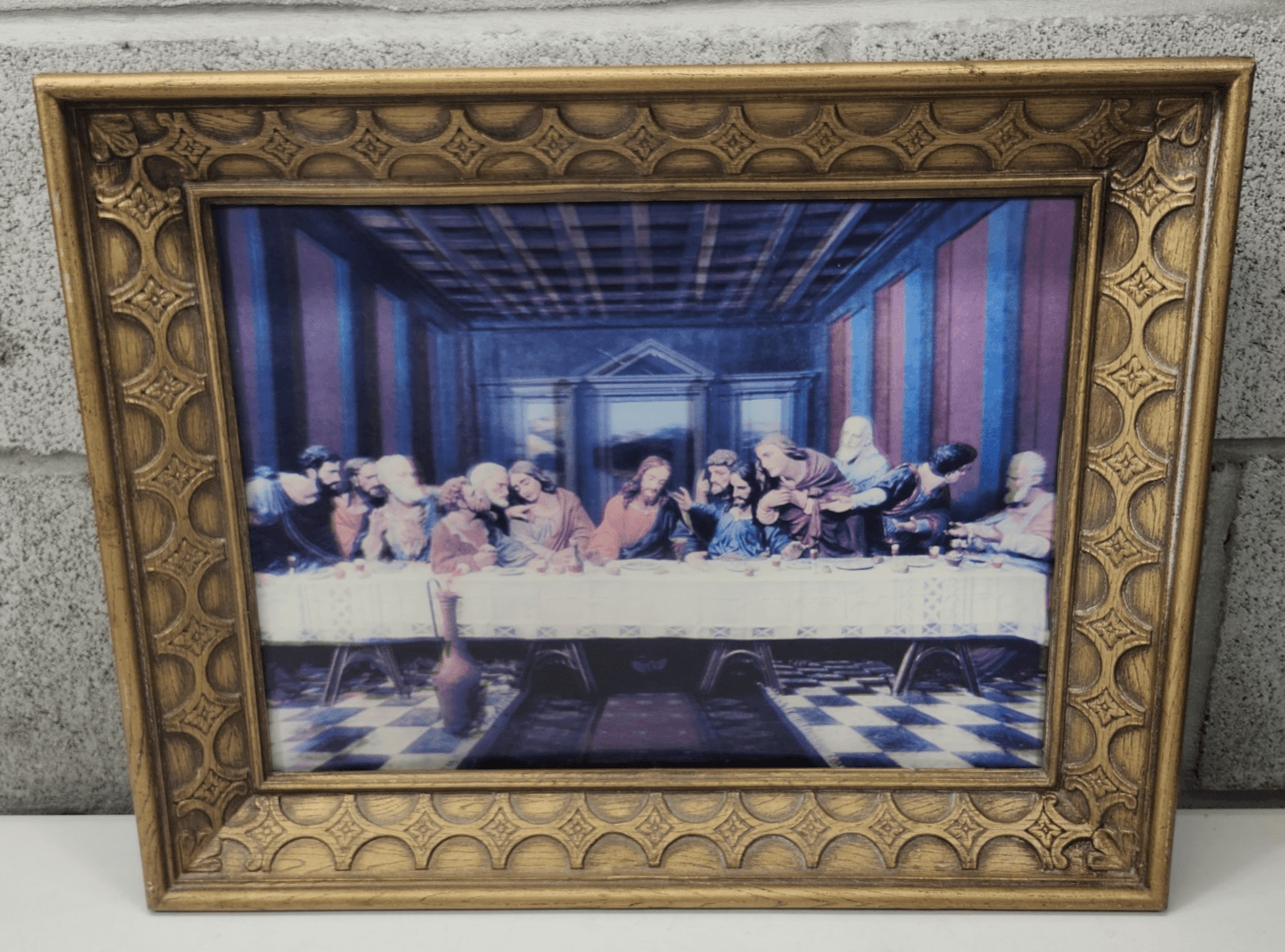 Vintage The Last Supper 3D Picture Framed 19" X 15" Religious Home Decor - Thumbnail 2