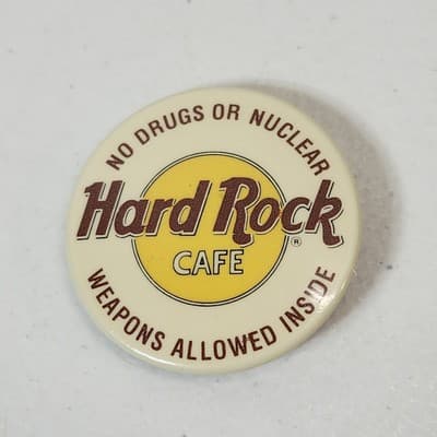 3 Hard Rock Cafe No Drugs Or Nuclear Weapons Allowed Buttons Pins Lot - Thumbnail 3