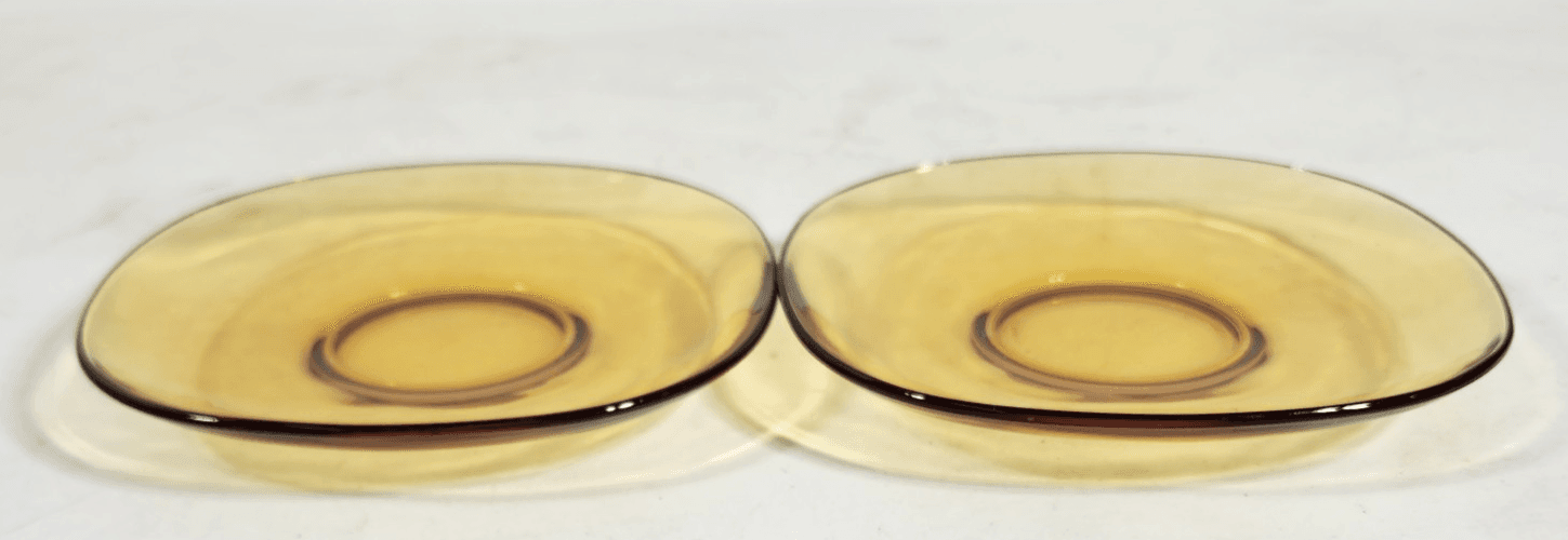 Vintage Amber Vereco Plate Set Of 2 Bundle Lot 6" - Thumbnail 3