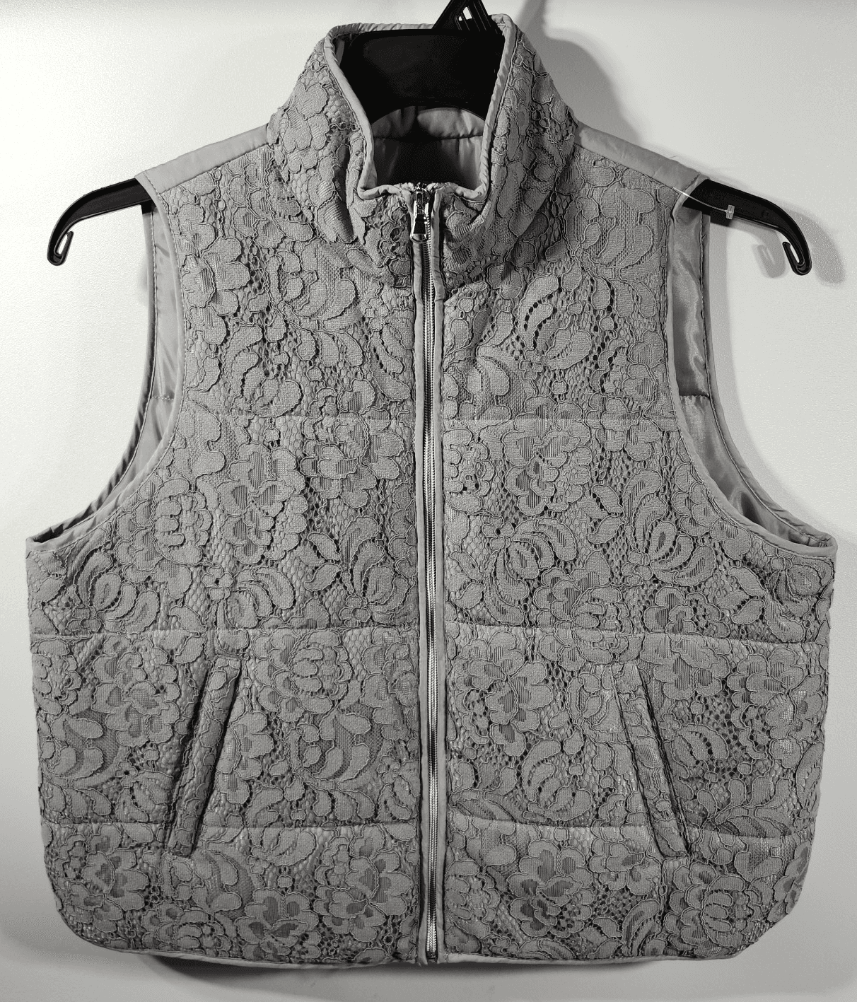 Ruby Rd. Vest Women's 14P Petite Silver Screen Full Zip Front Lace W/ Pockets - Thumbnail 5