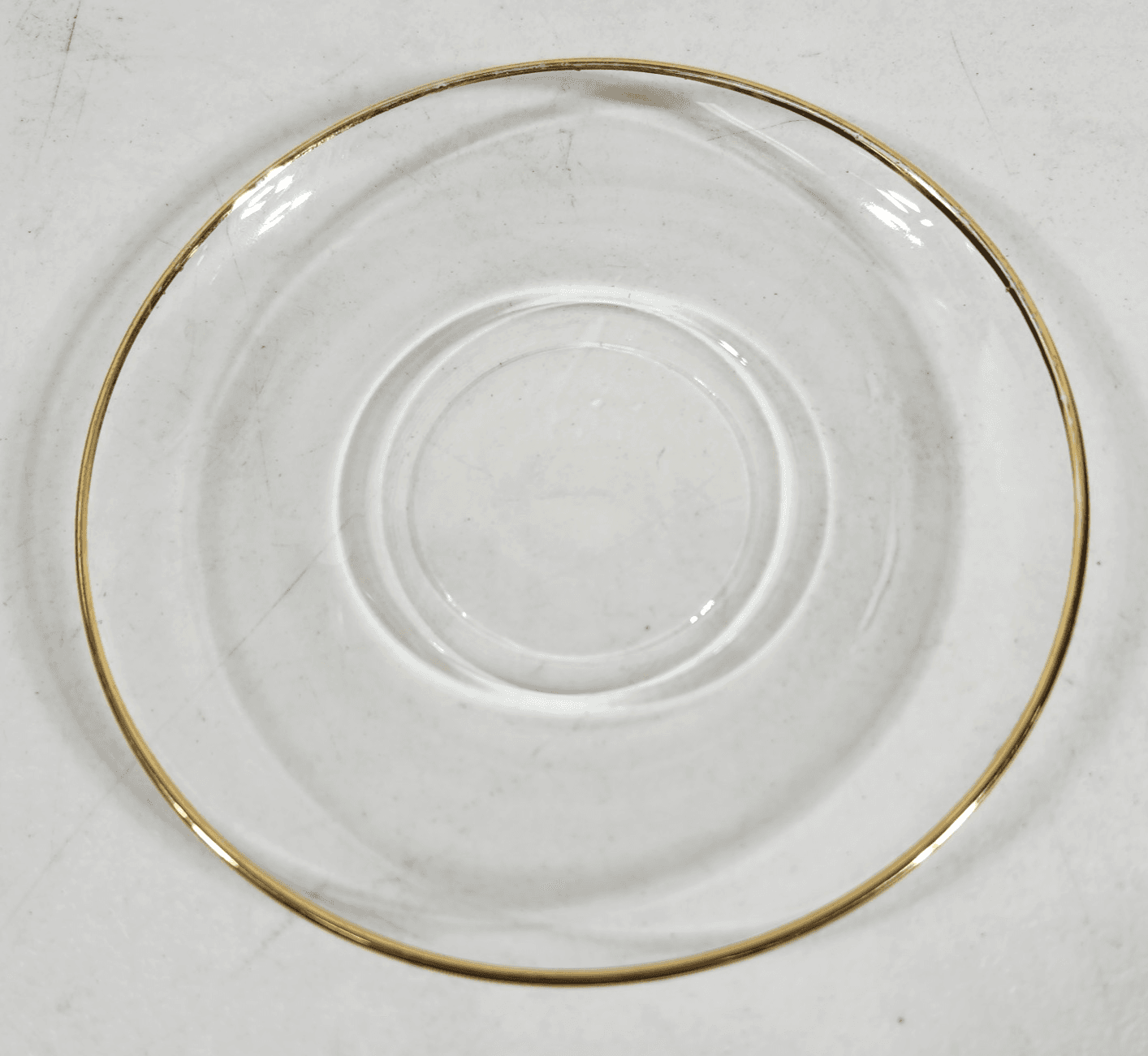 Vintage Clear Glass Dessert Plate 5.5" Gold Trim Anchor Hocking Set Of 2 - Thumbnail 4