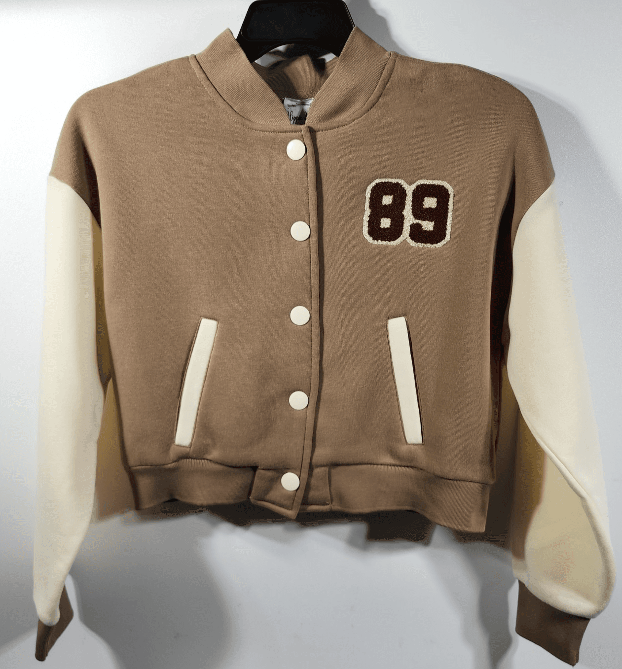 Hippie Rose Women's XS Letterman Jacket Brown Beige Button Up Long Sleeve NEW - Thumbnail 5
