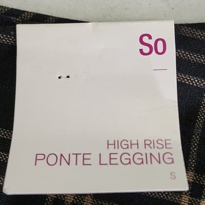 So Women's Small High Rise Ponte Leggings Black Gold Blue Plaid NEW - Thumbnail 7