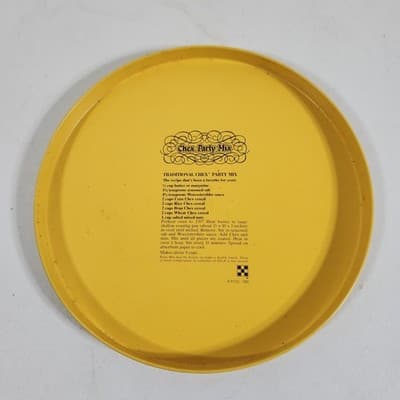 Chex Party Mix Tin Vintage 1980 Round Yellow Recipe On Back Lid 8" Four Seasons - Thumbnail 7