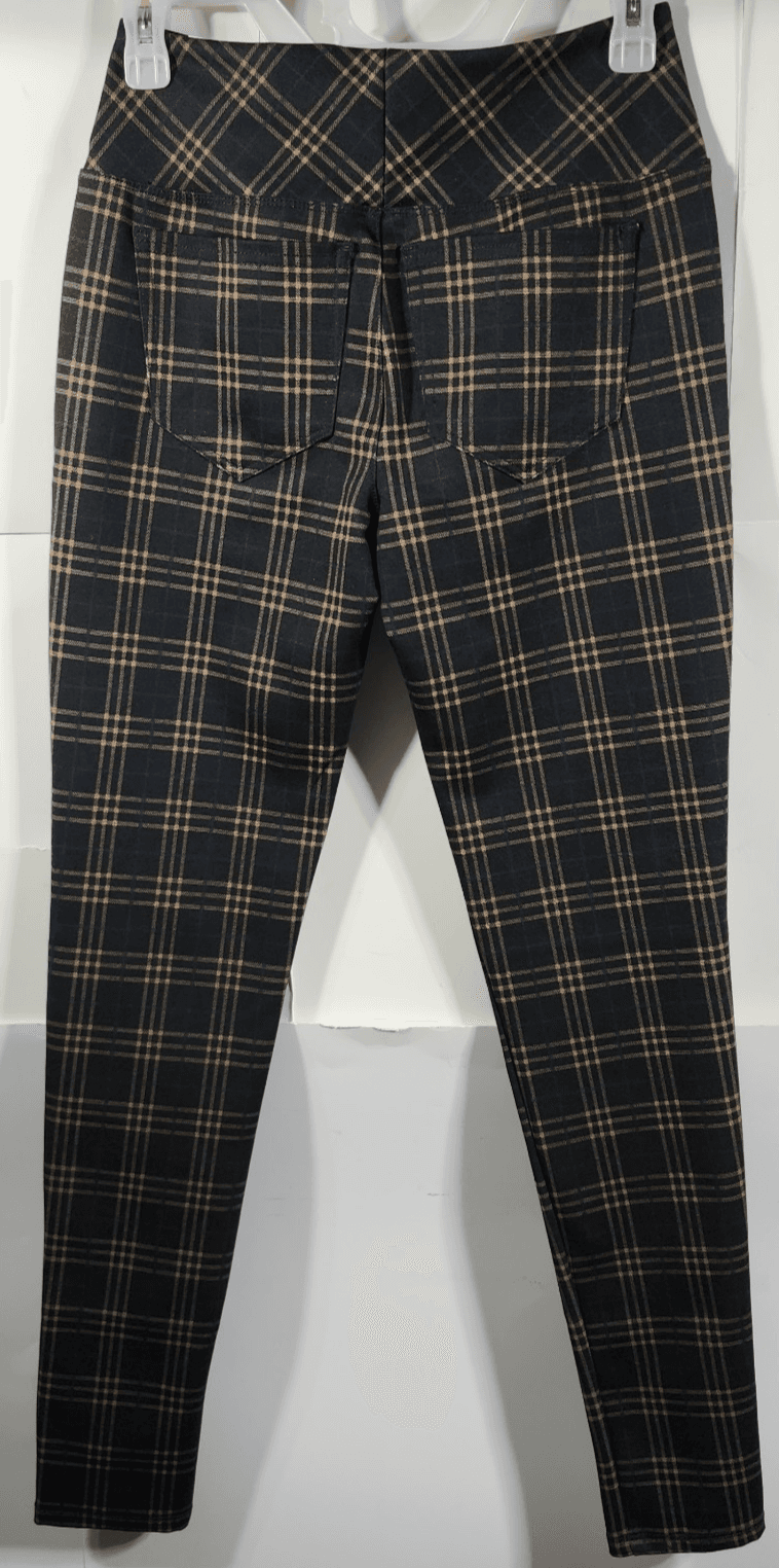 So Women's Small High Rise Ponte Leggings Black Gold Blue Plaid NEW - Thumbnail 4