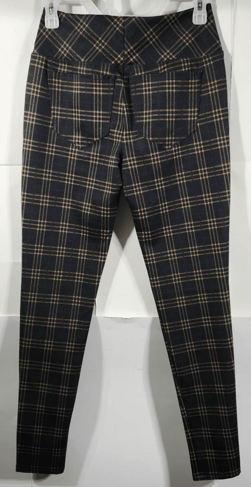 So Women's Small High Rise Ponte Leggings Black Gold Blue Plaid NEW - Thumbnail 6