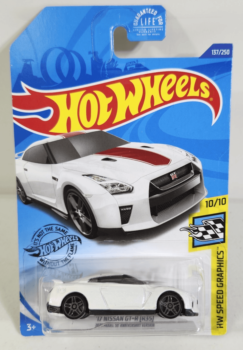 Hot Wheels '17 Nissan GT-R [R35] HW Speed Graphics White Car 1/64 Toy Vehicle