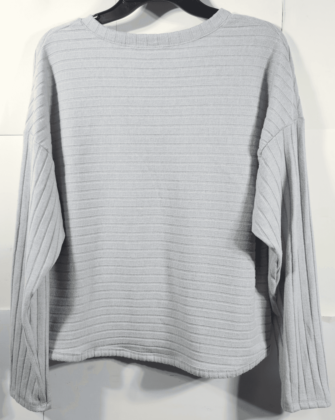 Time and Tru Women's M Shirt Ribbed Hacci V-neck Top Gray NEW - Thumbnail 6