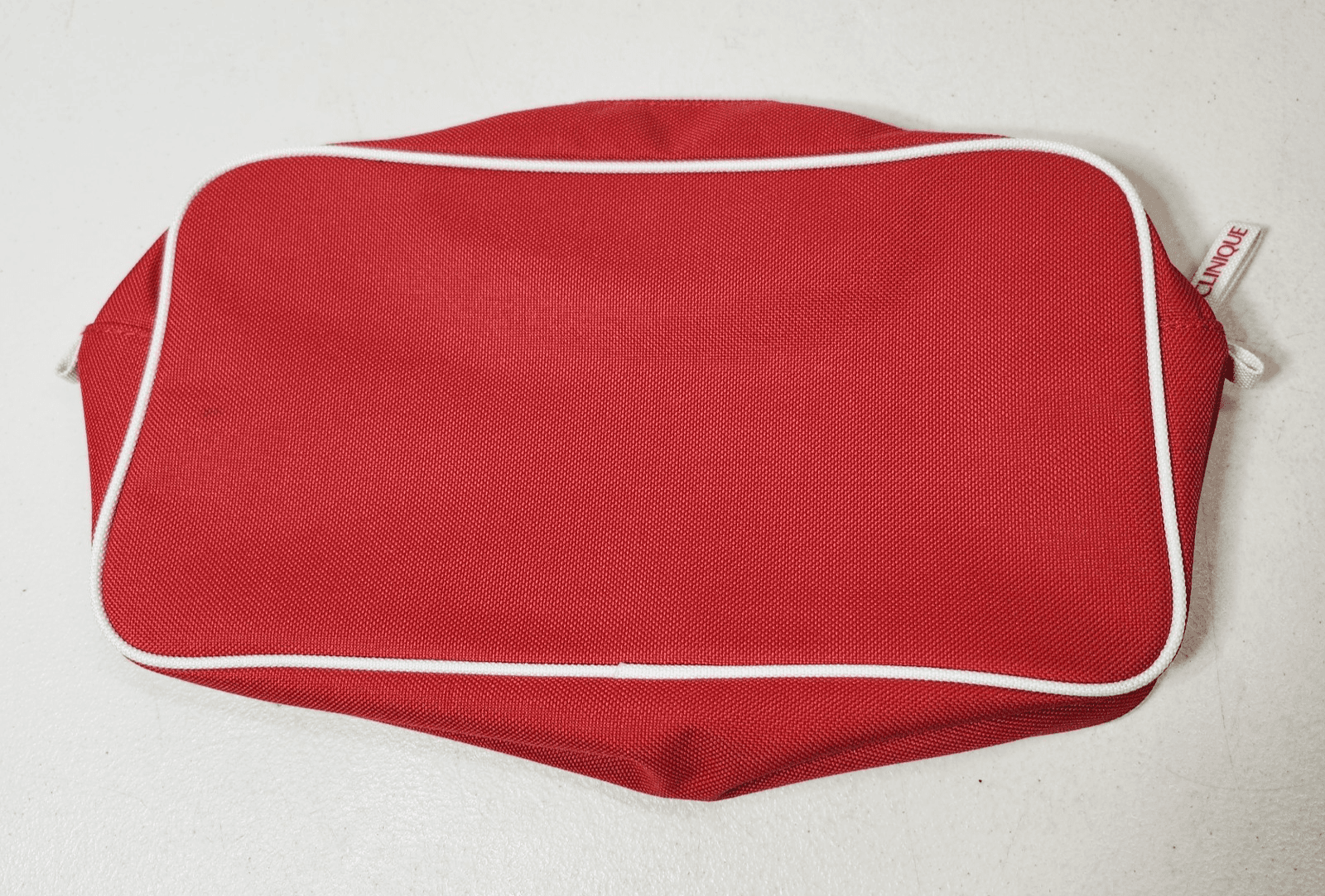 Clinique Women's Hand Travel Makeup Bag Cosmetic Purse Red White - Thumbnail 4