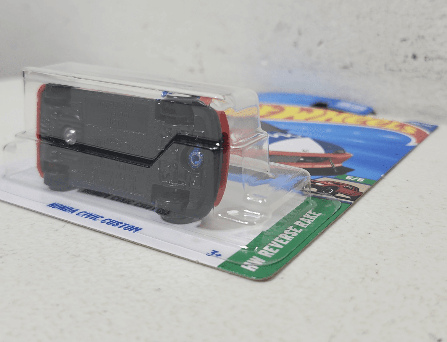 2025 Hot Wheels Honda Civic Custom Reverse Rake Blue Red Car 1/64 Toy Vehicle - Thumbnail 5