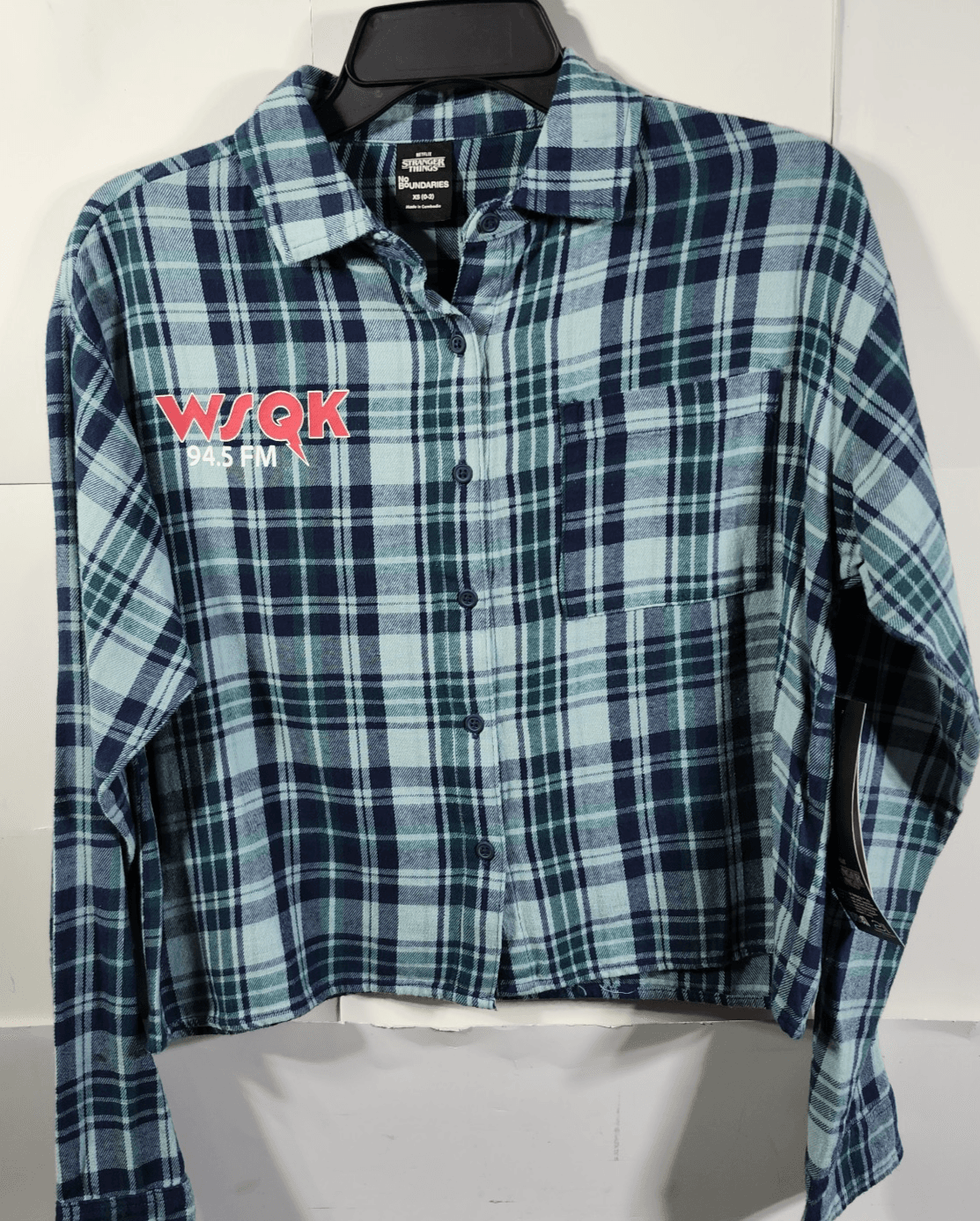 Stranger Things Women's XS Shirt WSQK Radio Flannel Button Up NEW - Thumbnail 5