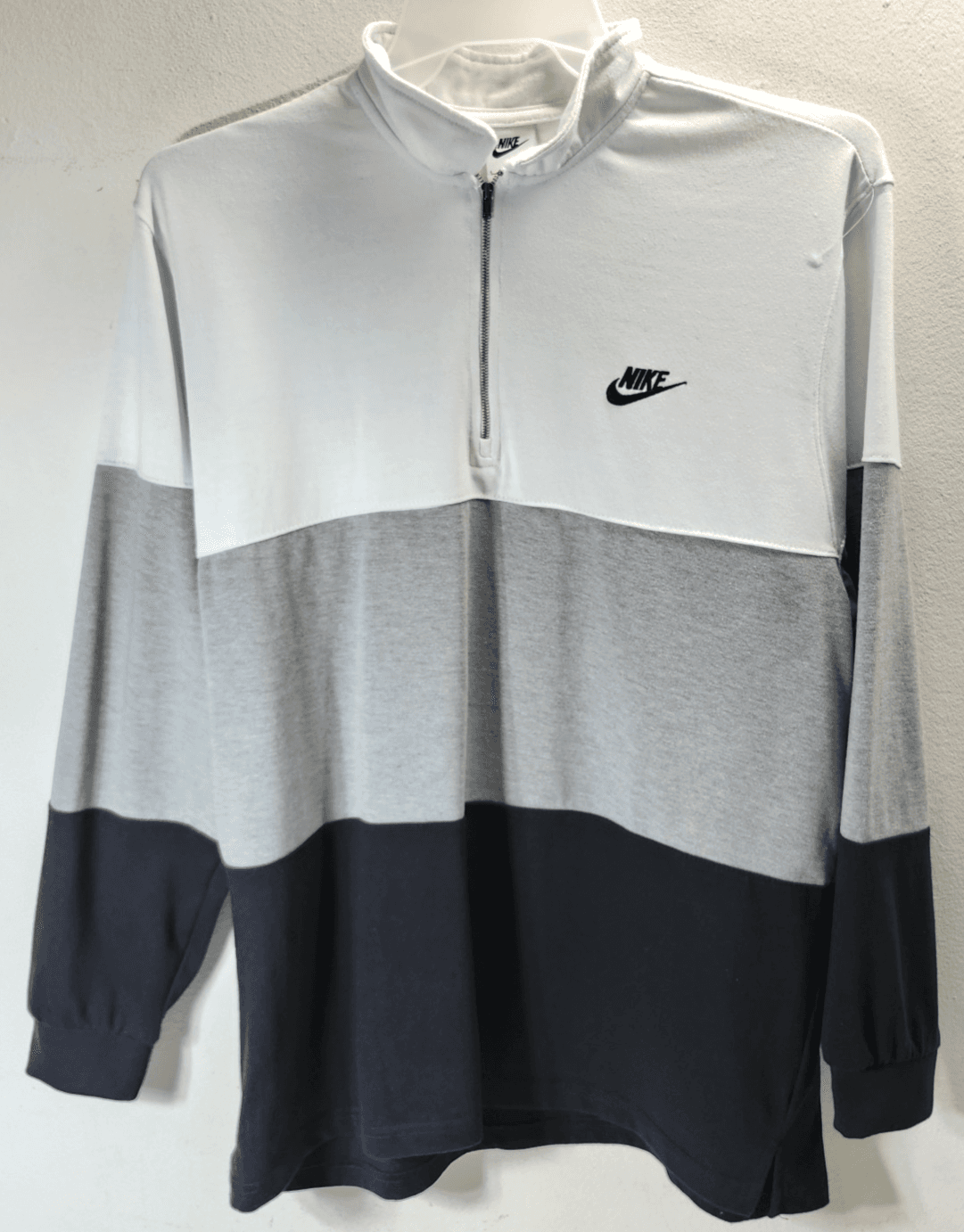 Vtg Nike Mens Size Large 1/4 Zip Long Sleeve Pullover White Gray Black - Thumbnail 5