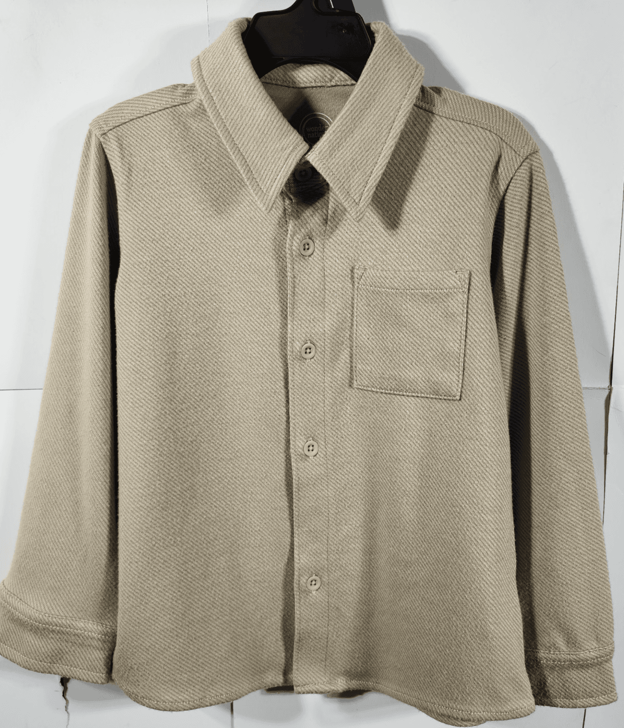Wonder Nation Boy's Shirt Size 4 Long Sleeve Beige Button Up NEW - Thumbnail 5