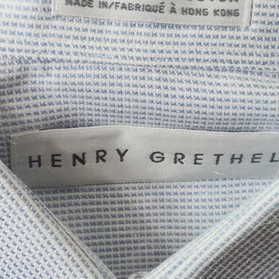 Henry Grethel Men's 16 Button Down Shirt Blue Cotton NEW - Thumbnail 4