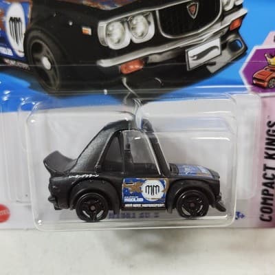 2025 Hot Wheels Compact Kings Mad Mike Mazda RX-3 Tooned Black Car 1/64 Toy NEW - Thumbnail 2