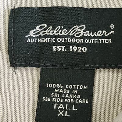Eddie Bauer Men's Xl Tall Long Sleeve Polo Shirt Casual Preppy Beige - Thumbnail 7