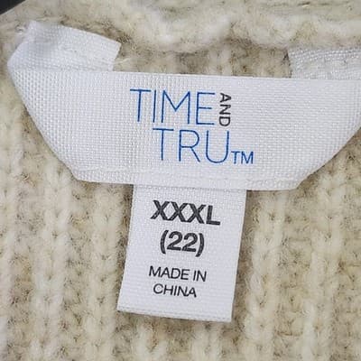 Time and Tru Women's 3XL Mixed Stitch Sweater Beige Long Sleeve Pullover NEW - Thumbnail 7