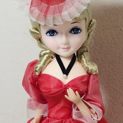 Boudoir Big Eyes 15” Doll In Red Dress Outfit Musical Rotates - Thumbnail 3